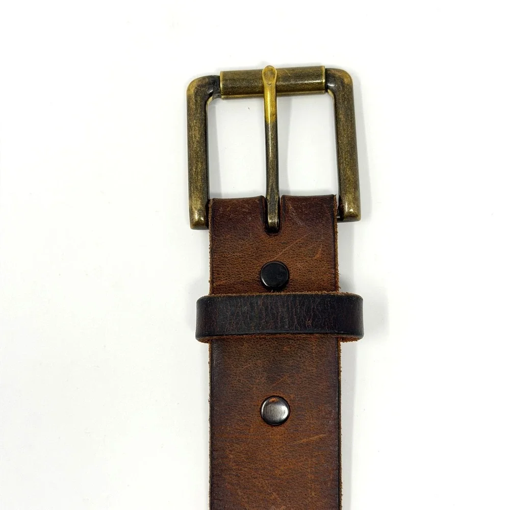 Amish‎ Made Belts Mens Leather Belt Brown Patina Brass Buckle 44